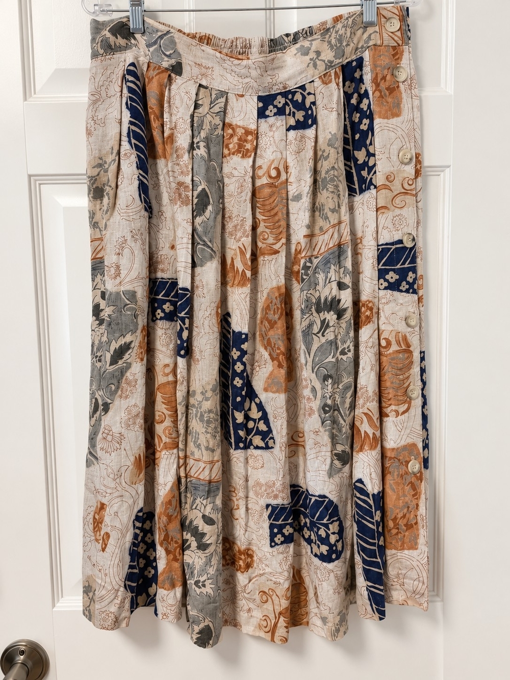 Vintage Kathryn Deene New York Flax Blend Boho Lagenlook Pleated Longline Skirt